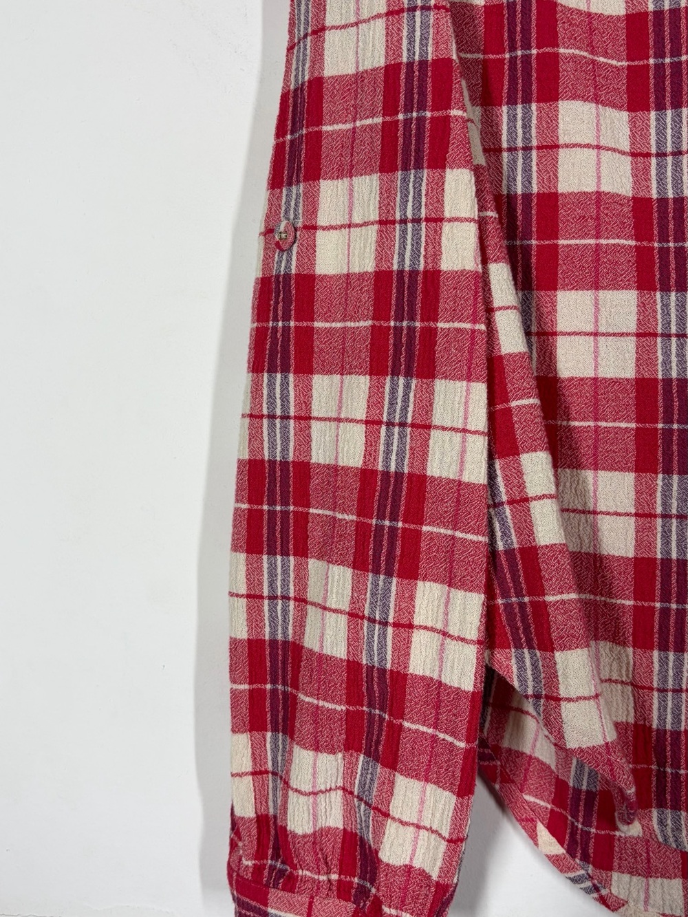 Suzie Kondi Koubi Button Up Plaid Gauze Blouse Size Medium - Picture 7 of 12